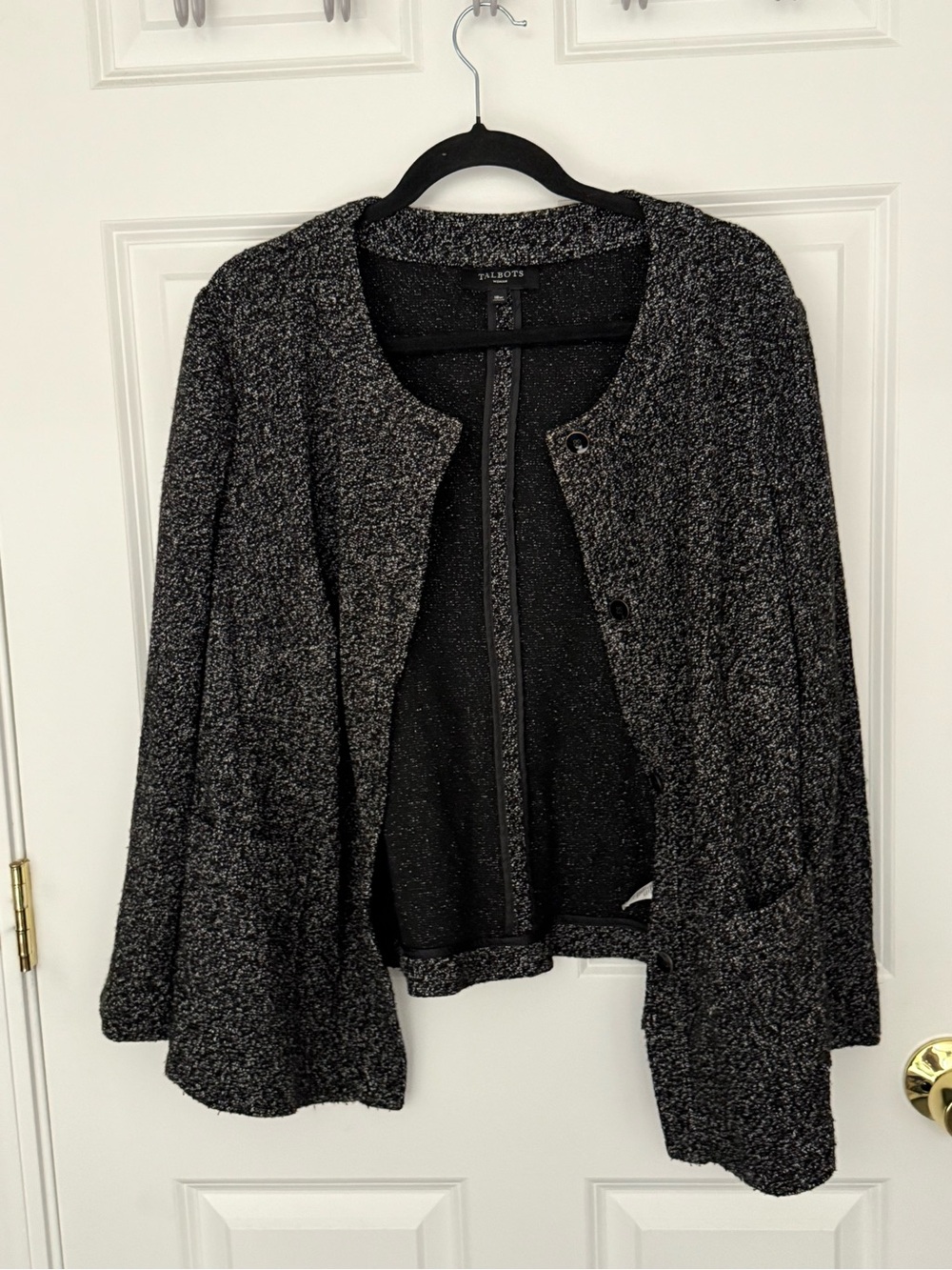 Talbots Black & Gray Marled Knit Blazer